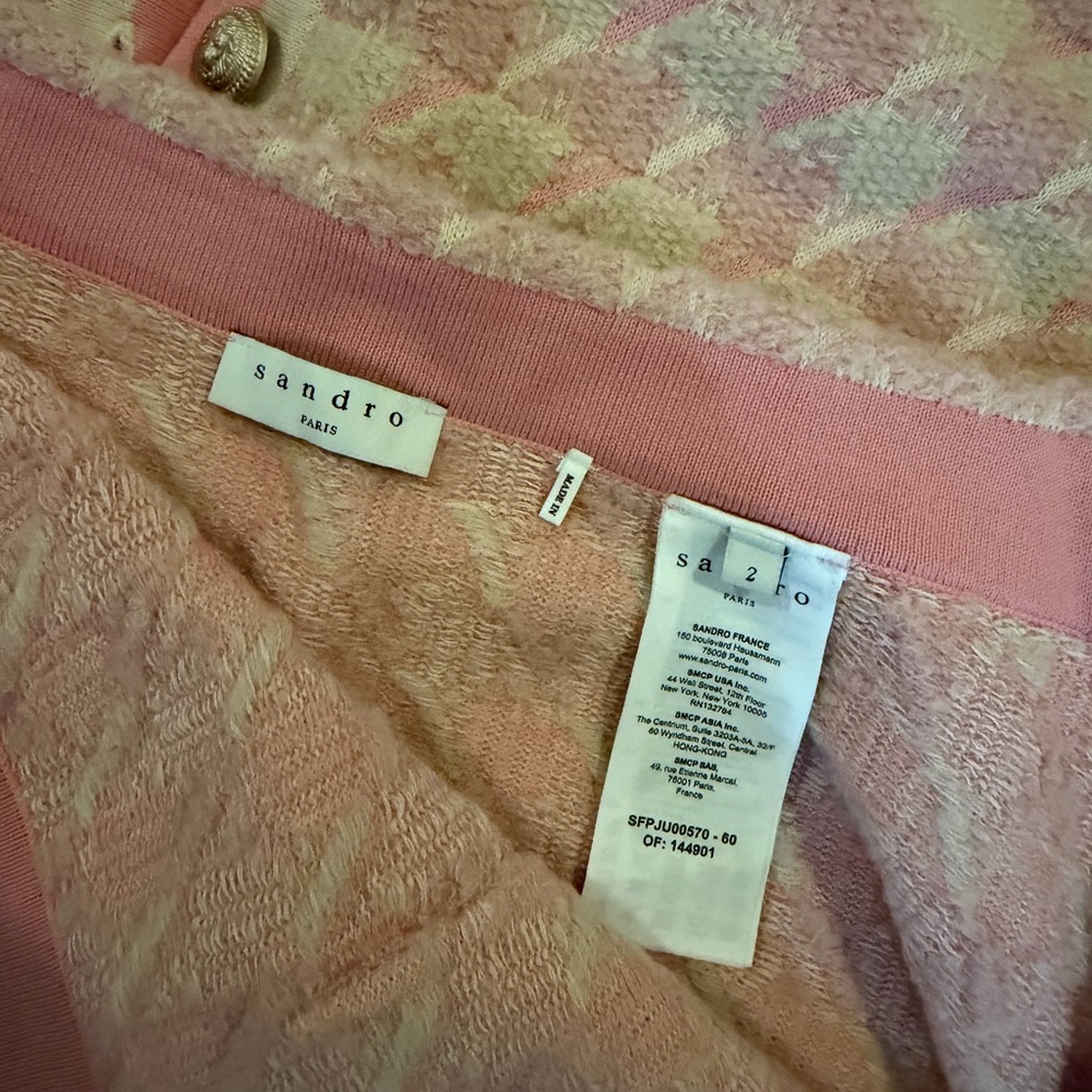 Sandro Pink and Cream Tweed Jacket & Skirt Set - Picture 5 of 6